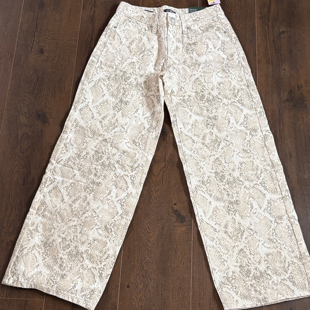 Neutral Snake Print Wide Leg Pants